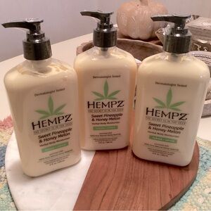 NEW SEALED 3 PIECE BUNDLE FULL SIZE HEMPZ SWEET PINEAPPLE & HONEY MELON LOTION